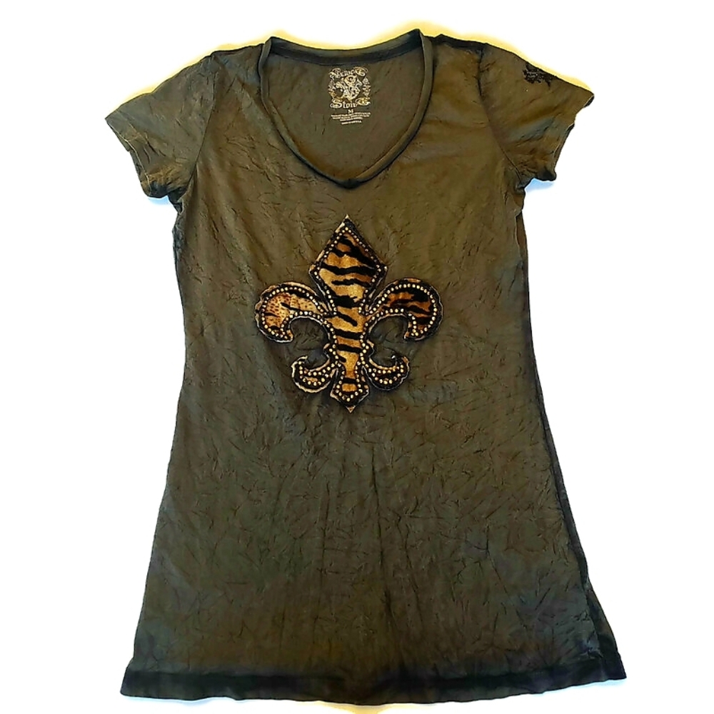 Velvet Stone Tee with FleurDeLis